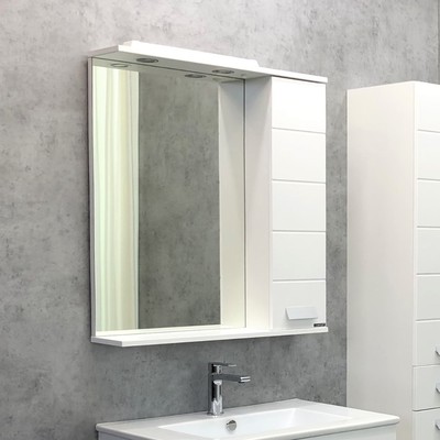 Зеркало шкаф для ванной комнаты Comforty «Модена М-75», 750×786 мм, цвет белый матовый