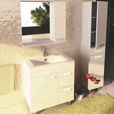 Зеркало шкаф для ванной комнаты Comforty «Модена М-75», 750×786 мм, цвет белый матовый
