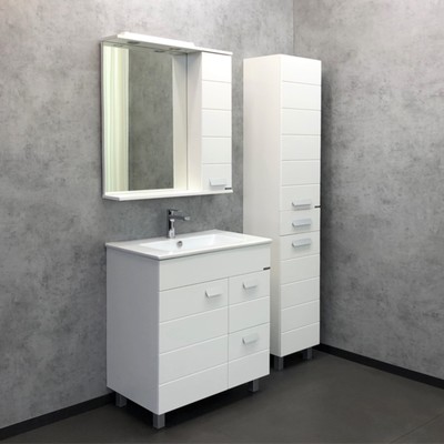 Зеркало шкаф для ванной комнаты Comforty «Модена М-75», 750×786 мм, цвет белый матовый
