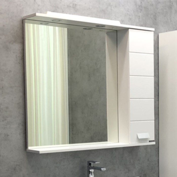 Зеркало шкаф Comforty Модена М-90 для ванной комнаты, цвет белый матовый - Фото 1