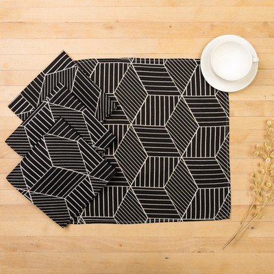 Набор декоративных салфеток «Доляна. Тренд», 40×40 см, 4 шт., чёрный, 100% п/э