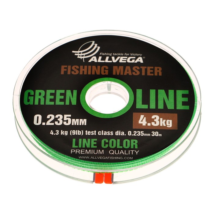 Леска монофильная ALLVEGA Fishing Master, диаметр 0.235 мм, тест 4.3 кг, 30 м, зеленая