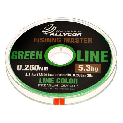 Леска монофильная ALLVEGA Fishing Master, диаметр 0.260  мм, тест 5.3 кг, 30 м, зеленая