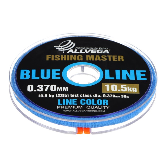 Леска монофильная ALLVEGA Fishing Master, диаметр 0.370 мм, тест 10.5 кг, 30 м, голубая - Фото 1