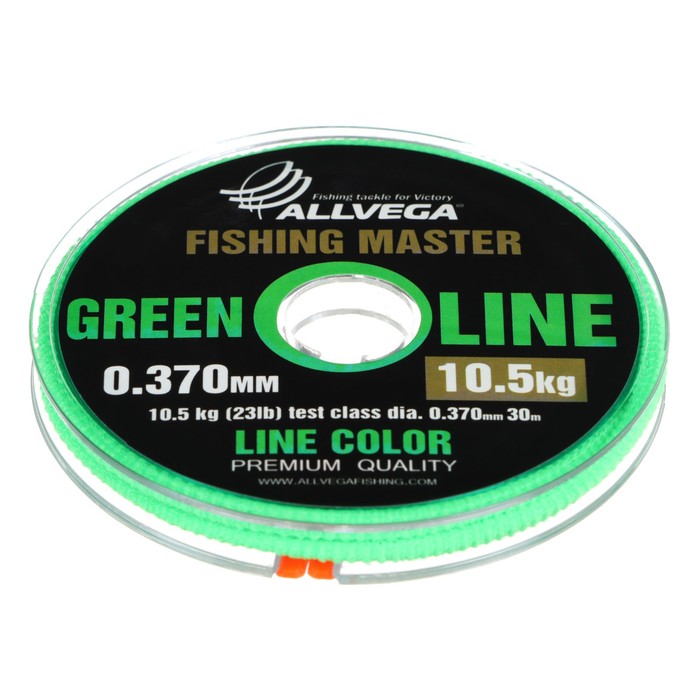 Леска монофильная ALLVEGA Fishing Master, диаметр 0.370 мм, тест 10.5 кг, 30 м, зеленая - Фото 1