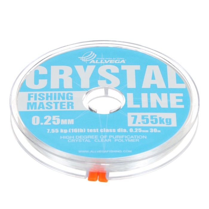 Леска монофильная ALLVEGA Fishing Master CRYSTAL, диаметр 0.25 мм, тест 7.55 кг, 30 м - Фото 1