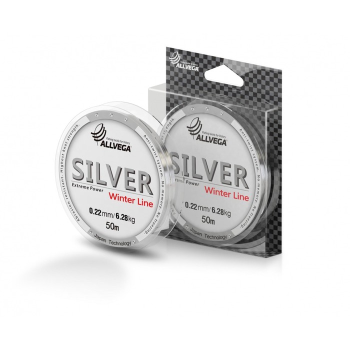 Леска монофильная ALLVEGA Silver, диаметр 0.22 мм, тест 6.28 кг, 50 м, серебристая - Фото 1