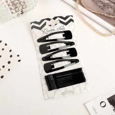 Невидимки и заколки для волос «Классика», 4 заколки, 12±2 шт. невидимок 6 см, чёрные