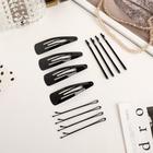 Невидимки и заколки для волос «Классика», 4 заколки, 12±2 шт. невидимок 6 см, чёрные - Фото 2