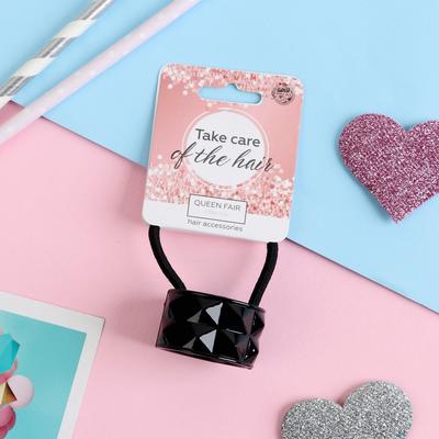 резинка для волос "Модная штучка" черная ромбы