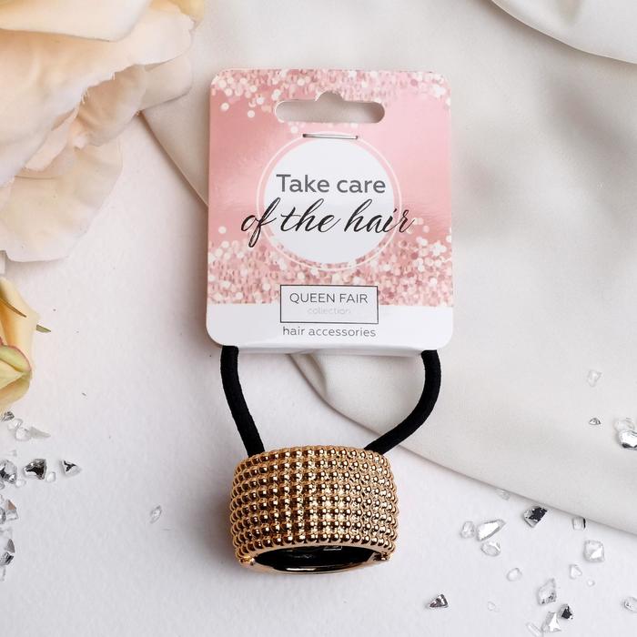 Резинка для волос «Модная штучка» с кольцом, глянец точка, золото - Фото 1