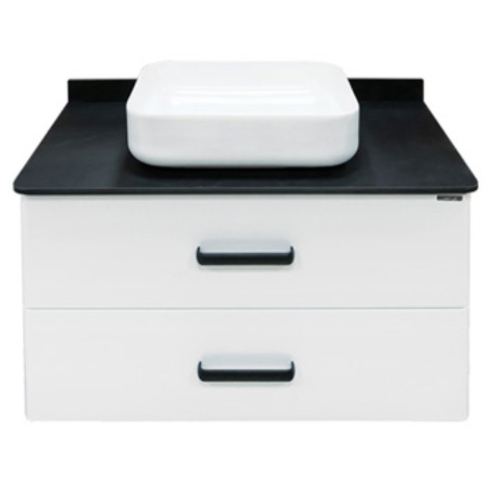 Тумба-умывальник COMFORTY «Амстердам-95» белая с черной матовой столешницей, раков. T-Y9378   772978