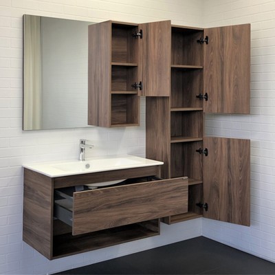 Тумба – умывальник Comforty «Бордо – 90», с раковиной Quadro 90, цвет дуб тёмно – коричневый