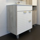 Тумба-умывальник COMFORTY «Клеон-75Н» цвет белый/дуб дымчатый, с раковиной Quadro 75 - Фото 1