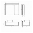 Тумба-умывальник COMFORTY «Лиссабон-95» дуб тёмный, с левой чёрной столешницей, c раковиной - Фото 3