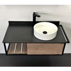 Тумба-умывальник COMFORTY «Лиссабон-95» дуб тёмный, с левой чёрной столешницей, c раковиной - Фото 8