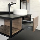 Тумба-умывальник COMFORTY «Лиссабон-95» дуб тёмный, с левой чёрной столешницей, c раковиной - Фото 9