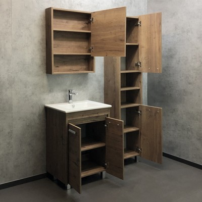 Тумба – умывальник COMFORTY «Марио – 60», с раковиной Quadro 60, цвет дуб тёмный