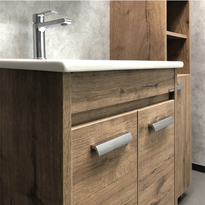 Тумба – умывальник COMFORTY «Марио – 60», с раковиной Quadro 60, цвет дуб тёмный