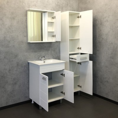 Тумба-умывальник COMFORTY «Модена М-60» цвет белая матовая, с раковиной Quadro 60