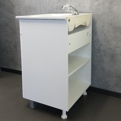 Тумба-умывальник COMFORTY «Модена М-60» цвет белая матовая, с раковиной Quadro 60