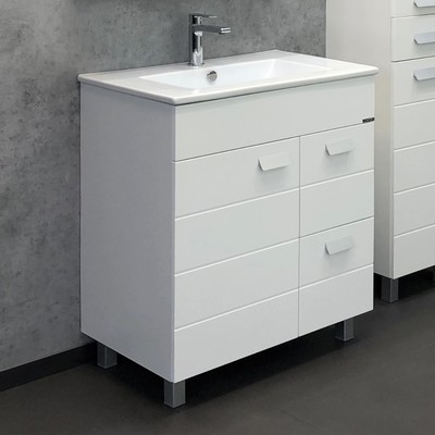 Тумба-умывальник COMFORTY «Модена М-75» цвет белая матовая, с раковиной Quadro 75