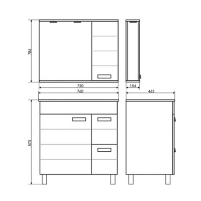 Тумба – умывальник Comforty «Модена М – 75», с раковиной Quadro 75, цвет белый матовый