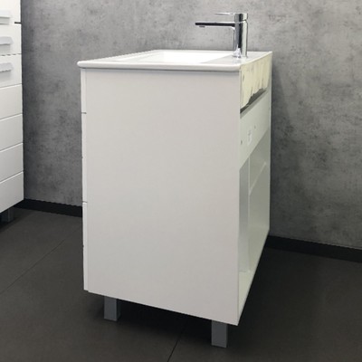 Тумба – умывальник Comforty «Модена М – 75», с раковиной Quadro 75, цвет белый матовый