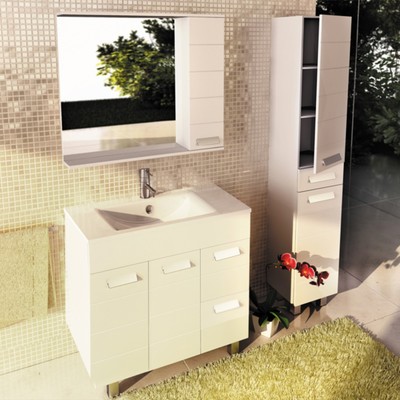 Тумба – умывальник Comforty «Модена М – 90», с раковиной Quadro 90, цвет белый матовый