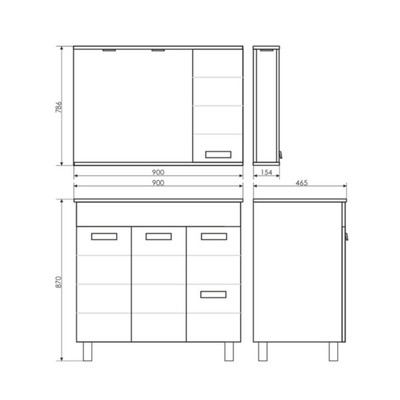 Тумба – умывальник Comforty «Модена М – 90», с раковиной Quadro 90, цвет белый матовый
