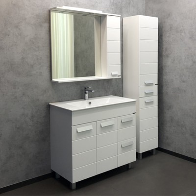 Тумба – умывальник Comforty «Модена М – 90», с раковиной Quadro 90, цвет белый матовый