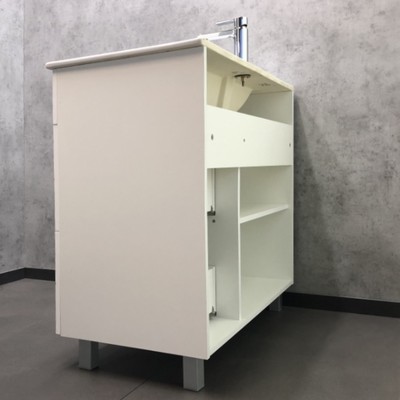 Тумба – умывальник Comforty «Модена М – 90», с раковиной Quadro 90, цвет белый матовый