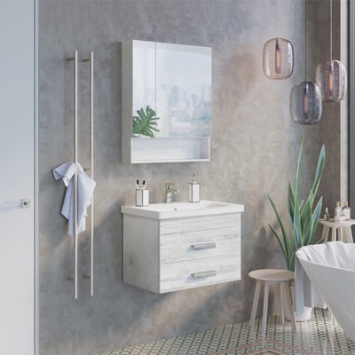 Тумба-умывальник COMFORTY «Никосия-70П» цвет дуб белый, с раковиной COMO 70