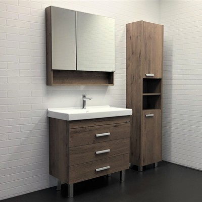 Тумба – умывальник Comforty «Никосия – 80Н», с раковиной Fest 80 F01, цвет дуб темный