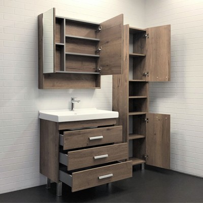 Тумба – умывальник Comforty «Никосия – 80Н», с раковиной Fest 80 F01, цвет дуб темный