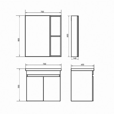 Тумба – умывальник Comforty «Осло – 70ПД», с раковиной COMO 70, цвет бетон светлый