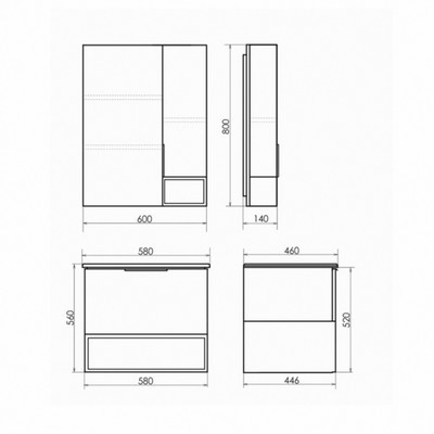 Тумба – умывальник Comforty «Франкфурт – 60», с раковиной COMFORTY 60E, цвет бетон светлый