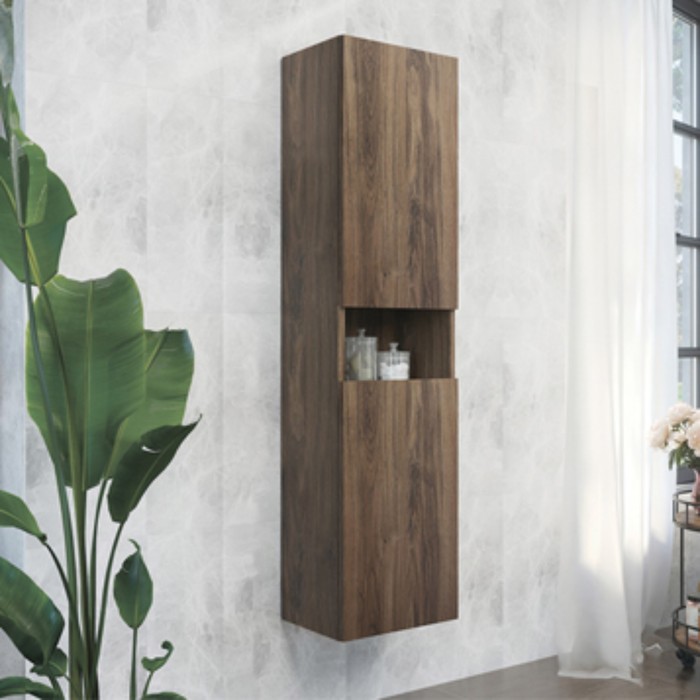 Шкаф – колонна для ванной комнаты Comforty «Бордо – 40», 400×320×1600 мм, цвет дуб тёмно – коричневый