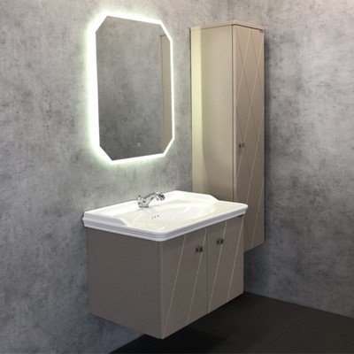 Шкаф – колонна для ванной комнаты Comforty «Кремона – 40», 375×315×1480 мм, цвет латте