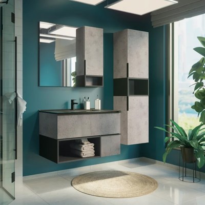 Шкаф – колонна COMFORTY «Франкфурт – 40», 400×320×1600 мм, цвет бетон светлый