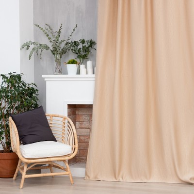 Штора портьерная «Этель. Фактура», молочный, 250×265 см