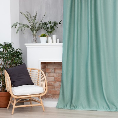 Штора портьерная «Этель. Фактура», светло-зелёная, 145×265 см