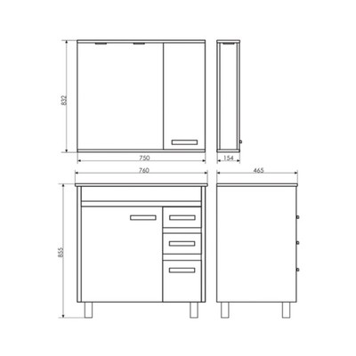 Тумба – умывальник Comforty «Марио – 75», с раковиной Quadro 75, цвет дуб тёмный