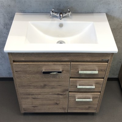 Тумба – умывальник Comforty «Марио – 75», с раковиной Quadro 75, цвет дуб тёмный