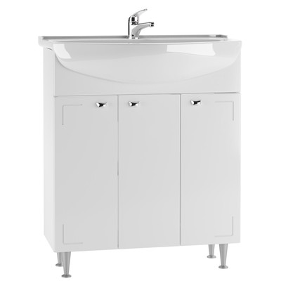 Тумба напольная «Айсберг. Классик», под раковину «Амур 70», без ящика, 690×301×820 мм, цвет белый