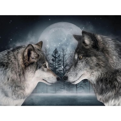 УЦЕНКА Алмазная мозаика с полным заполнением на холсте 30×40 «Волки»