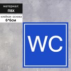 Табличка «WC» 6×6, клейкая основа, цвет сине - белый - фото 9396429