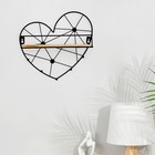 Вешалка настенная с полкой "Сердце", с подсветкой, 5 крючков, черная - Фото 1