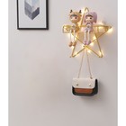 Вешалка настенная с полкой "Звезда", с подсветкой, 3 крючка, 28 х 28 см, золото - фото 6545236