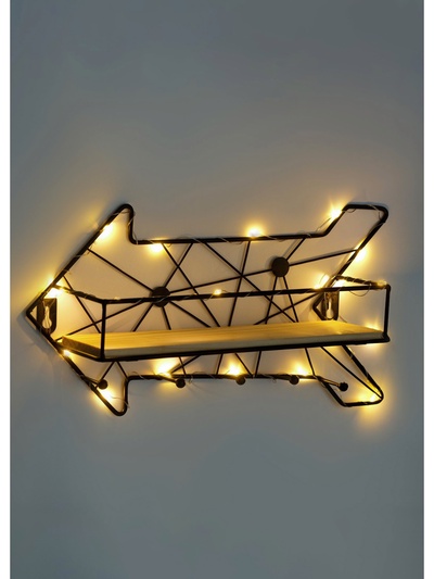 Вешалка настенная с полкой "Стрелка", с подсветкой, 5 крючков, черная